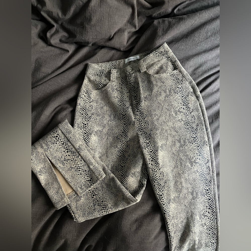 DISSH Snake Print Skinny Pants - Black and Cream
